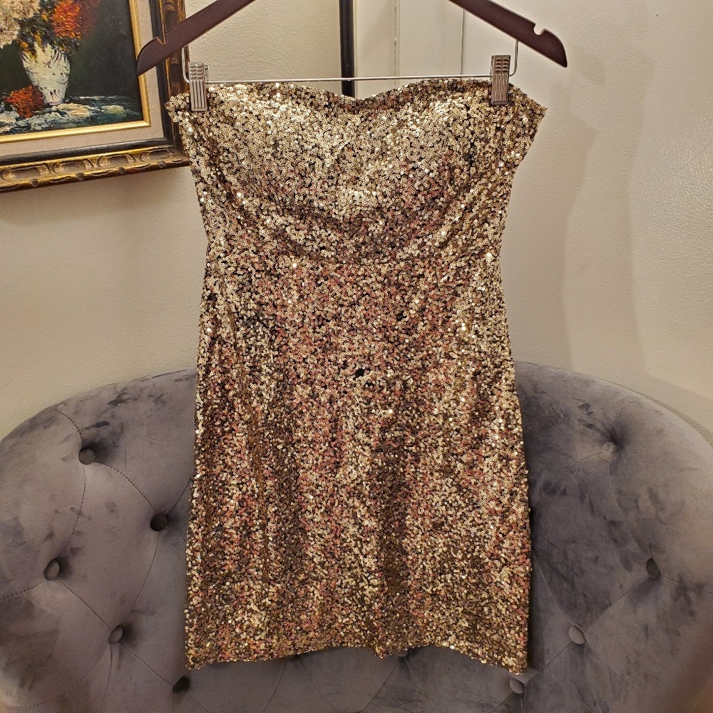 Gold Sequin Mini Dress